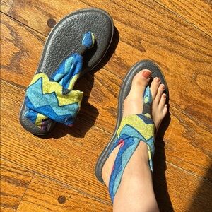 Sanuk Women's Sandals - Blue and Yellow